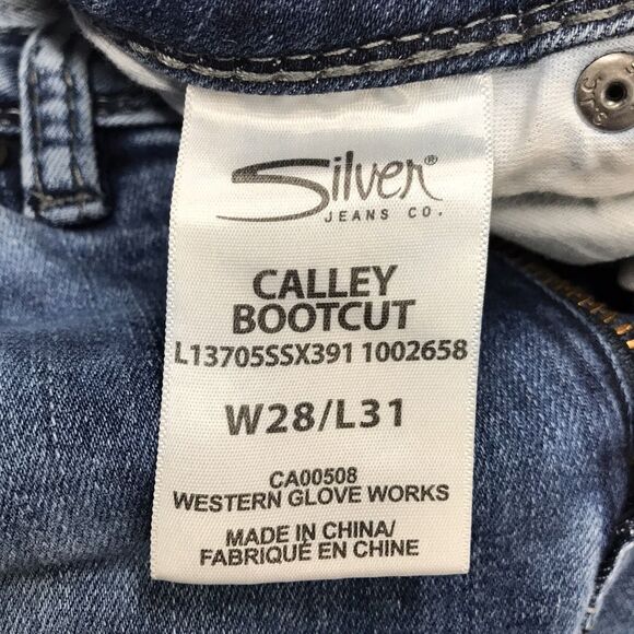 SILVER Calley Boot Jean Women 28x31 Acid Wash Denim Blue Coastal Cowgirl Boho - Picture 12 of 16